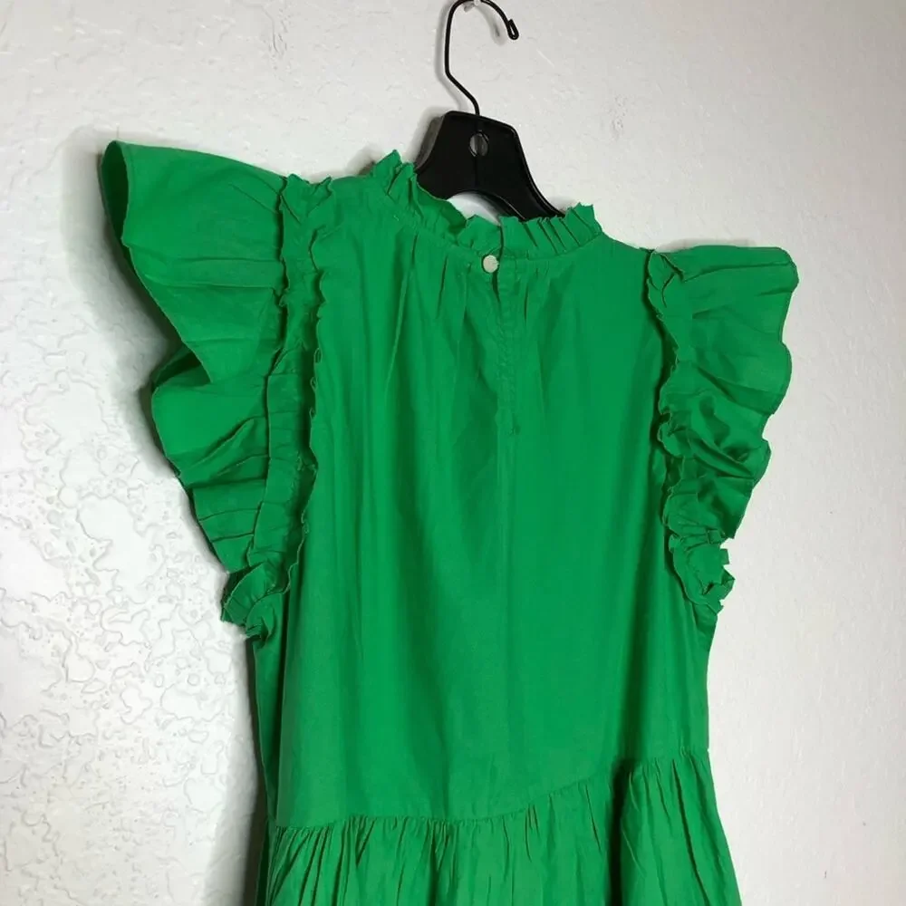 House of Harlow 1960 kelly green ruffle trim dress size Small NWT